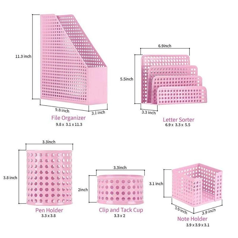 pink desk organizer set