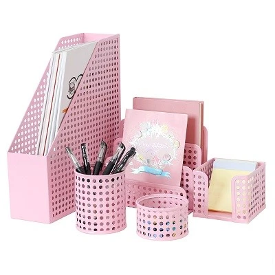 pink desk organizer set